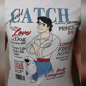 Disney Prince Eric Little Mermaid White T-Shirt with Graphic Print